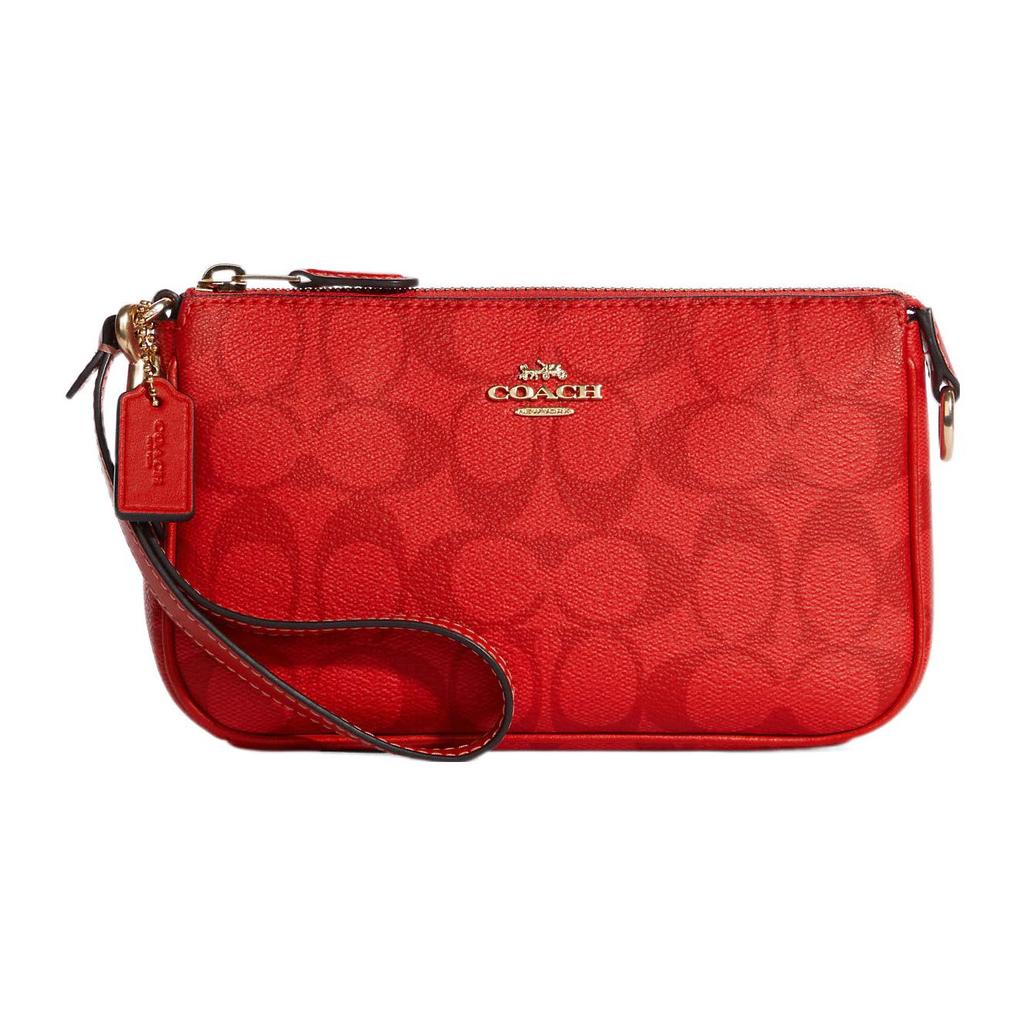 New COACH Nolita Canvas With Leather Pochette, Shoulder Bag, Wrist Bag, Clutch Small Women's Red C3308-IMQRG
