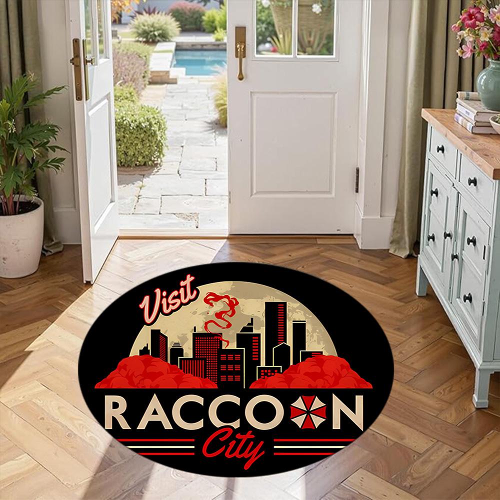 Escape Raccoon Round Floor Rug Perfect for Foyer Bedrooms Balcony Living Rooms Anti-slip Round Rug Office home decor Perfect Gift for Friends Family
