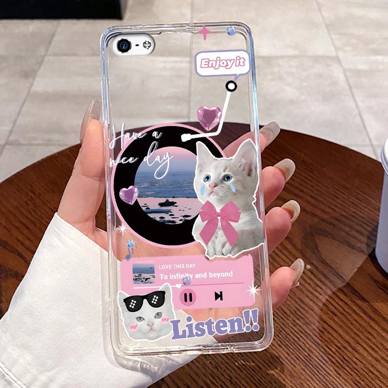 Чехол для iPhone 5 5s 4 4s Чехол Эстетичный Модный Милый Кот Астронавт Мягкий Силикон Задняя Крышка iP5 iP 4 Прозрачный Чехол для Телефона