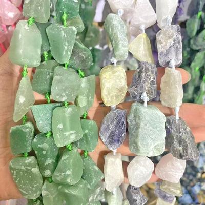 Натуральный зеленый авантюрин, розовый кварц, лазурит, аметист - бусины из дробленого камня со средним отверстием для изготовления украшений своими руками