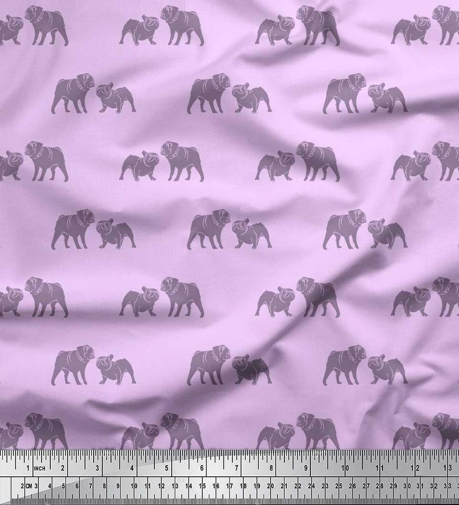 Soimoi Японская креп-сатиновая ткань с принтом Bull Dog на метр шириной 42 дюйма