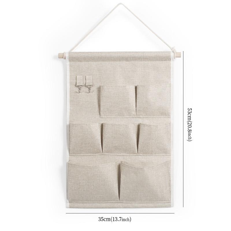 Wall-Mounted Fabric Storage Organizer for Door: Multi-Pocket Hanging Bedroom Dorm Room Cloth Pouch with Cell Phone Pocket