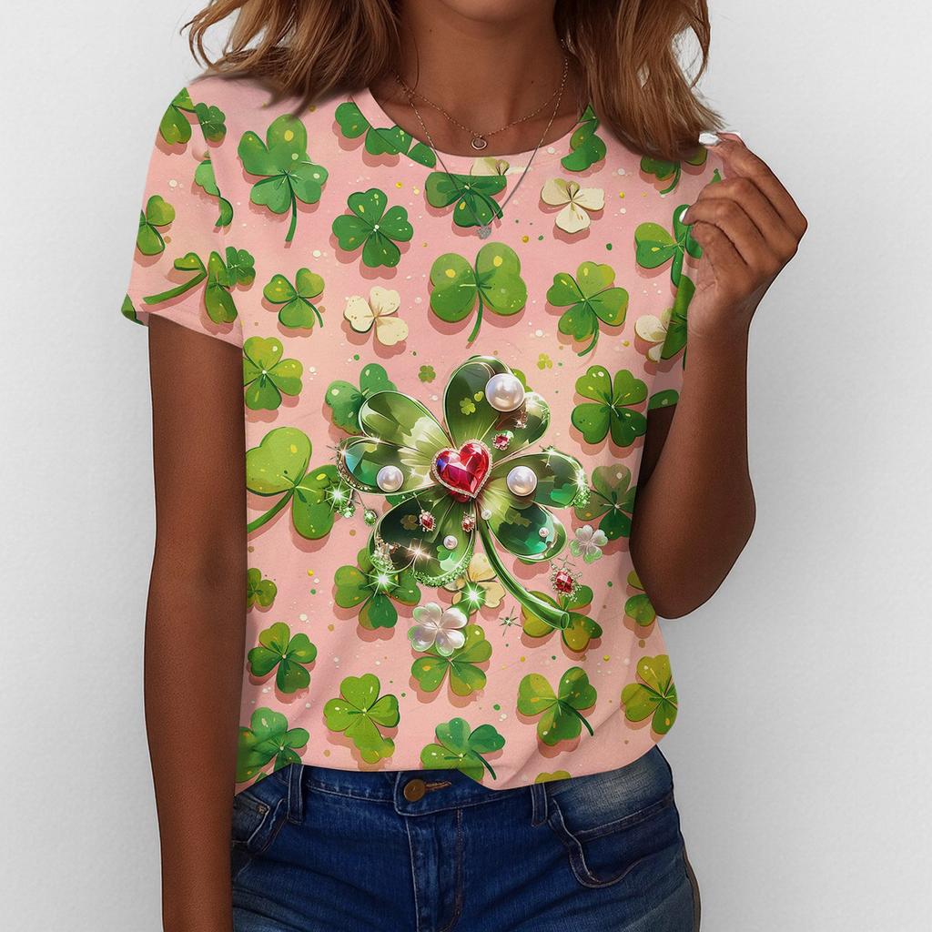 Women's T Shirt Tee Print Short Sleeve Daily Weekend Fashion Basic Regular Top St. Patrick's Day