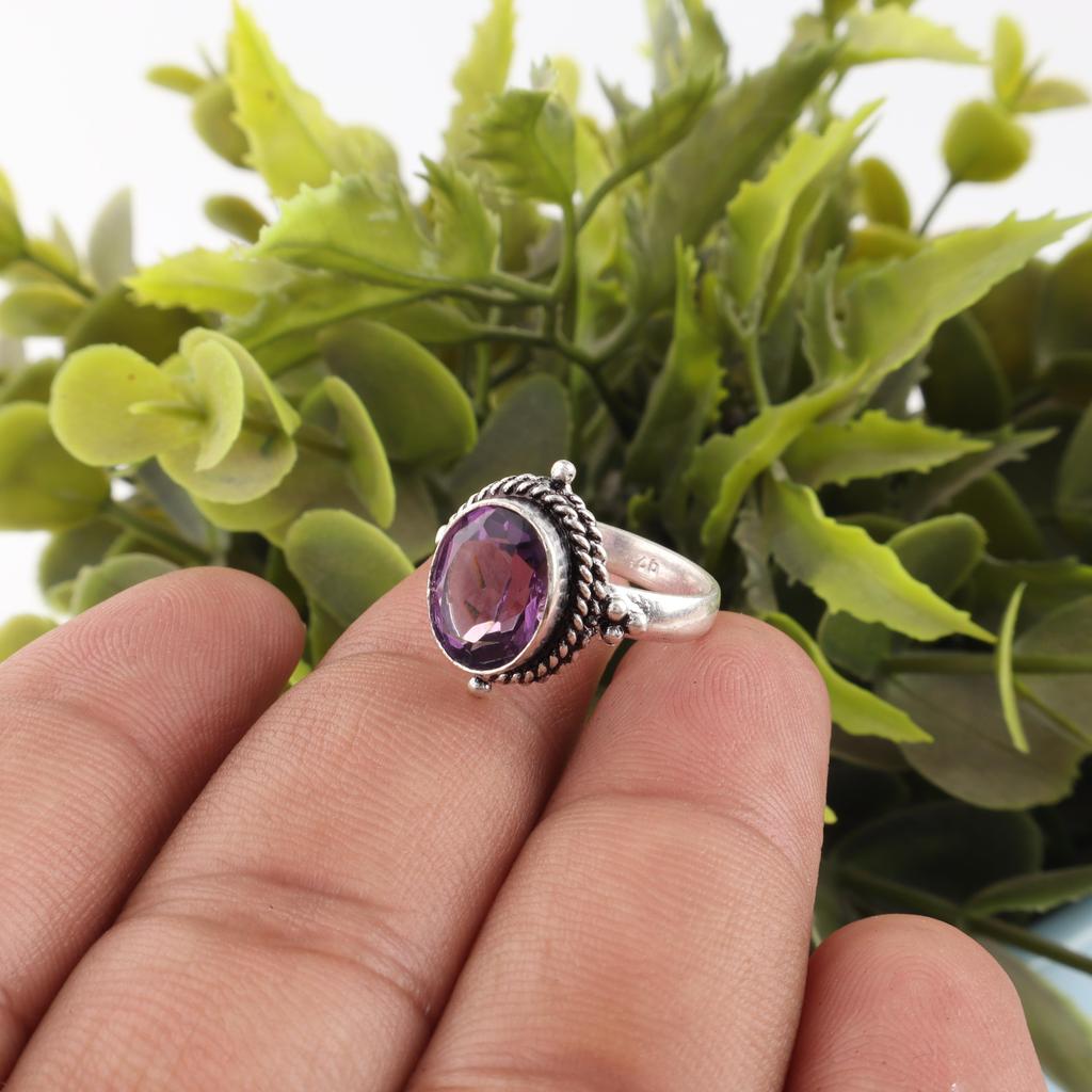 Кольцо с африканским аметистом, Ювелирное изделие, Кольцо с драгоценным камнем ручной работы, Кольцо из стерлингового серебра 925 пробы, Изящное украшение, Для подарка на помолвку