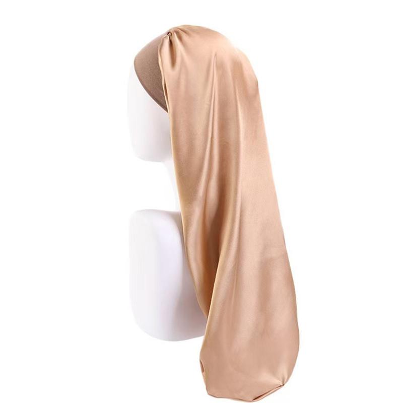 1Pc Silk Satin Bonnet Long Hair Polyester Double Sided Hair Hat Solid Color Dreadlocks Braids Women Night Sleep Cap