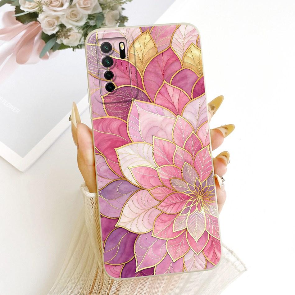 For Huawei Nova 7 SE 5G / P40 Lite (5G) CDY-NX9A CDY-NX9B Cute Cat Flower Cartoon Phone Case Shockproof Soft Silicone Bumpers