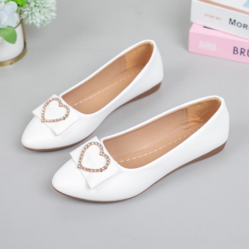 Dress Spring autumn Office Patent Leather Woman Flats Pointed Toe Slip Shoes Ballets Metal Buckle Bow Lady Fall Girl Ballerina