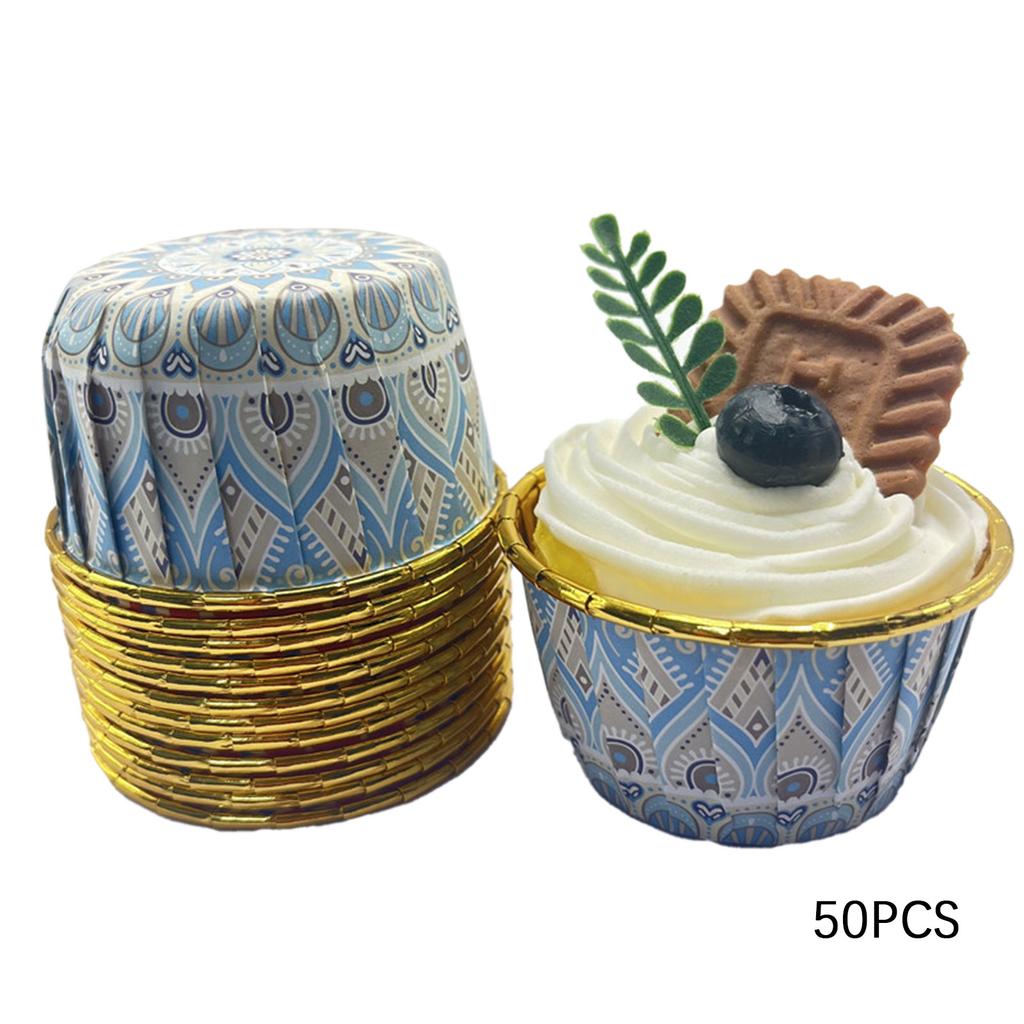 50 шт. формочек для кексов с богемным принтом, алюминиевая фольга, термостойкие формочки для выпечки, одноразовые формы для торта для домашней кухни