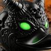 Durable Resin Sculpture Gothic Devil Skull Duck Ornament, Matte Black Figurine, Stylish Gifts for Goth Lovers Horror Green Eyes Decor Ornament