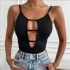 European and American Instagram Sexy Spicy Girl Hollowed Out Backless Thin Shoulder Strap Ribbed Knit Jumpsuit