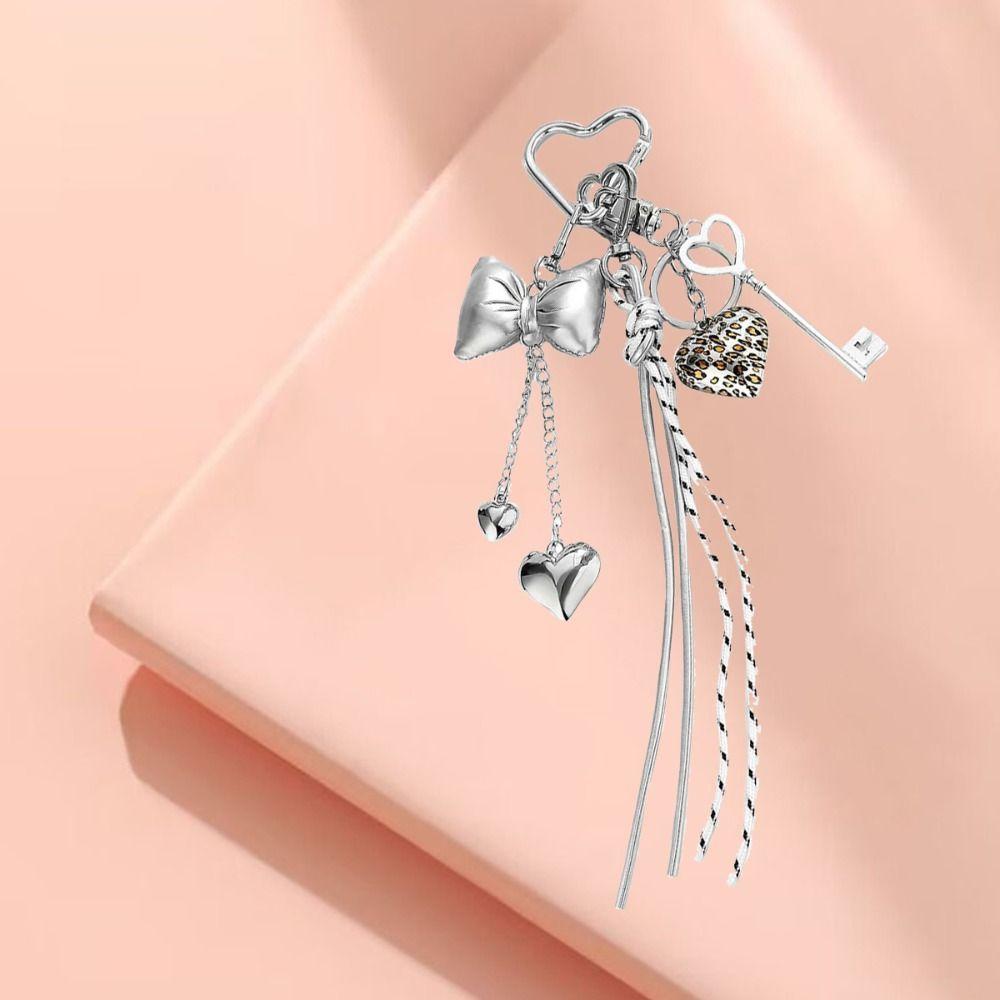 Hand-Woven Heart-shaped Mobile Pendant Nylon Rope Single Button Tassel Keychain Birthday Parties