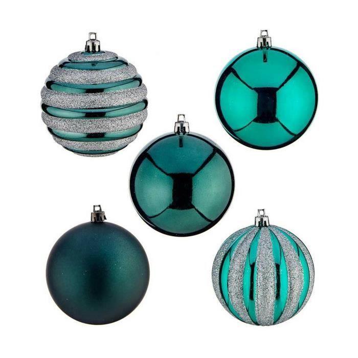 Boules de Noël - Lot de 4 - PVC Bleu - 8 cm - Décoration Élégante