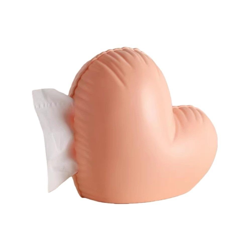 ABS Love Heart Tissue Box Waterproof Modern Style Inflatable Heart Tissue Container Decorative Colorful