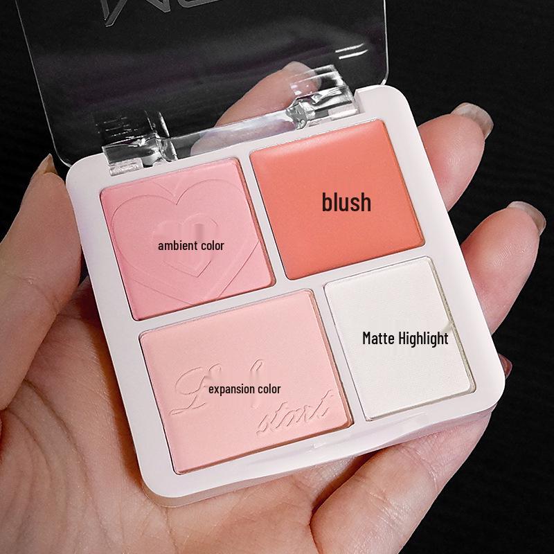 Корейская атмосфера: Четырехцветная палетка румян и хайлайтера для контурирования и осветления