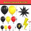 Набор цепочки из воздушных шаров на день рождения, черный, красный, желтый, украшение из шаров-молний, пакет латексных шаров для вечеринки по случаю дня рождения