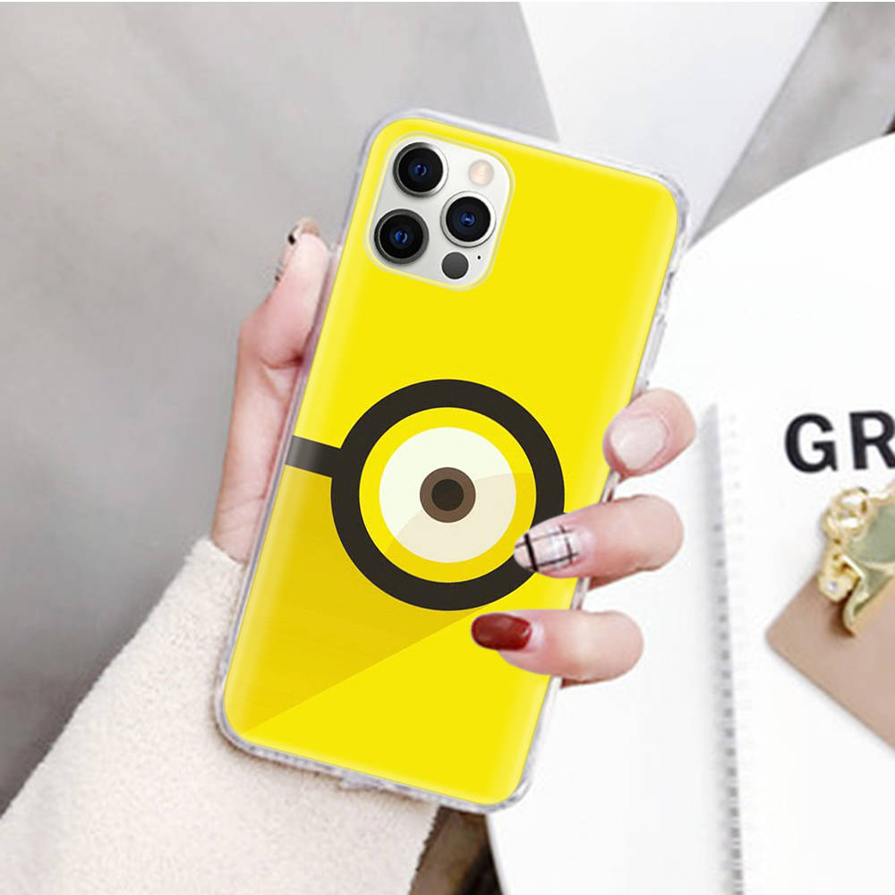 JM33 Желтый Миньон Прозрачный чехол для Samsung A04 A14 A23 M33 M53 Realme 10 9 C35 C55 VIVO Y02 X80 Infinix Hot 30 Note 11 Tecno Spark 8P Pro