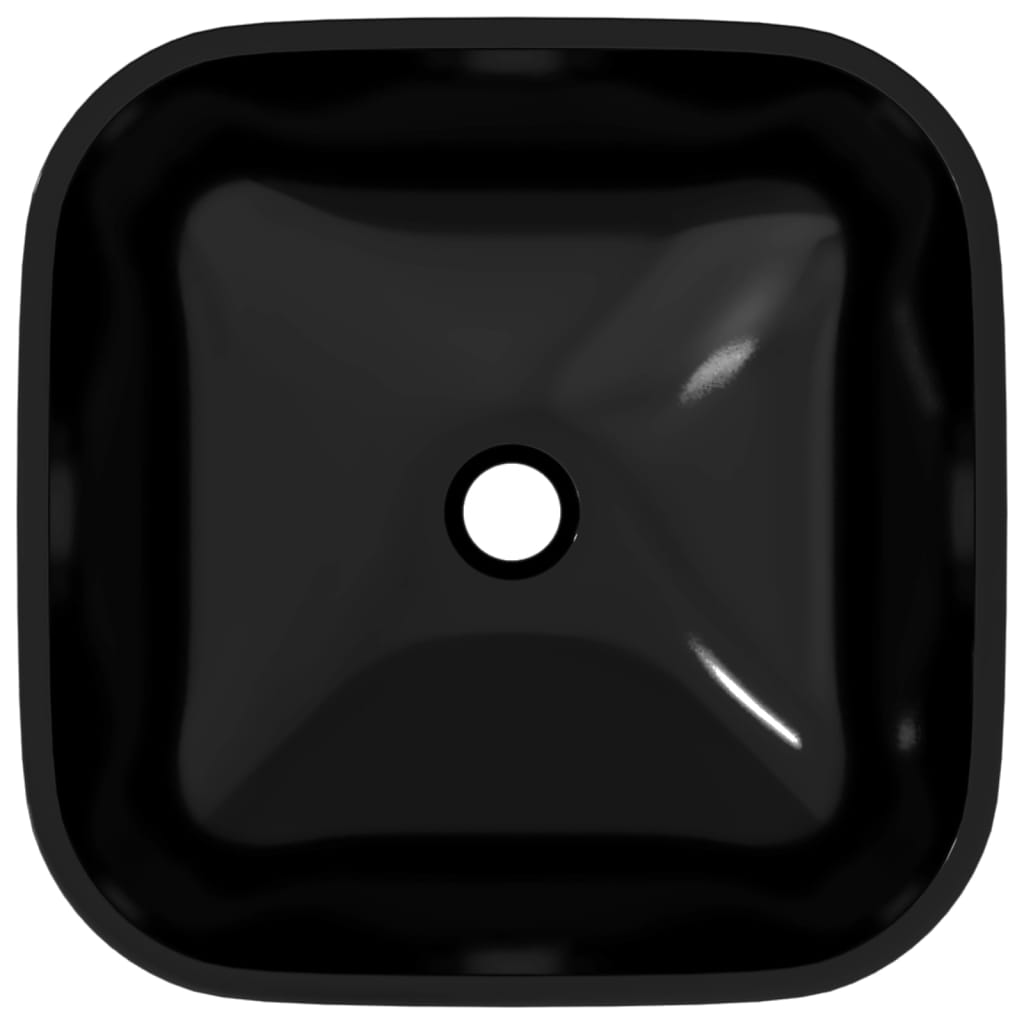 Glass Wash Basin 42 x 42 x 14 cm Black