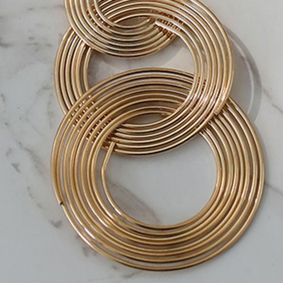 Женские позолоченные длинные диско-серьги 70-х годов, круглые серьги-кольца с 3 кругами, многослойные серьги-капли из большого сплава, геометрические серьги для вечеринок