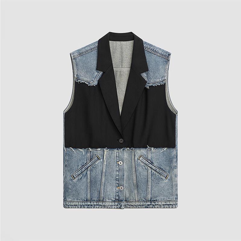 broadcast Women's Contrast Denim Vest