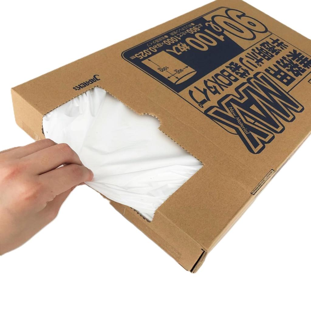 Japax Garbage Bag Translucent 90L Width 90 X Height 100cm Thickness Commercial Use MAX BOX Type Plastic Bag 100 Pieces 0.025mm SB-93