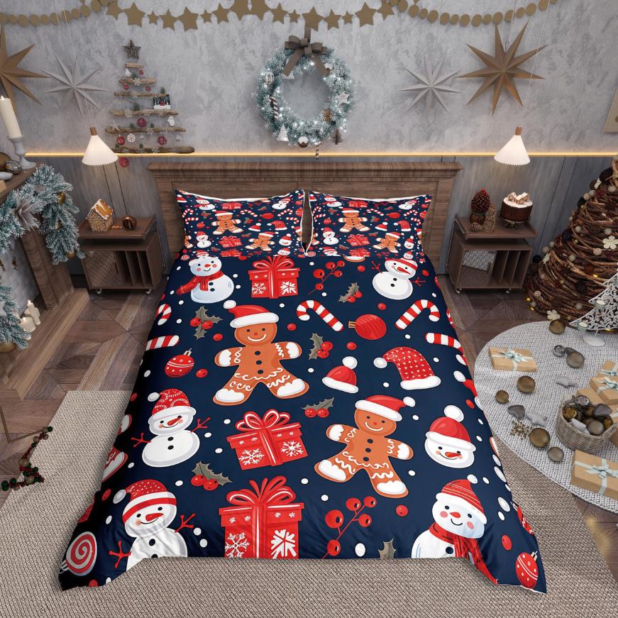 Homewish Christmas Nutcracker Duvet Cover Set,Xmas Tree for Teens Bedding Set,Happy New Year Decor