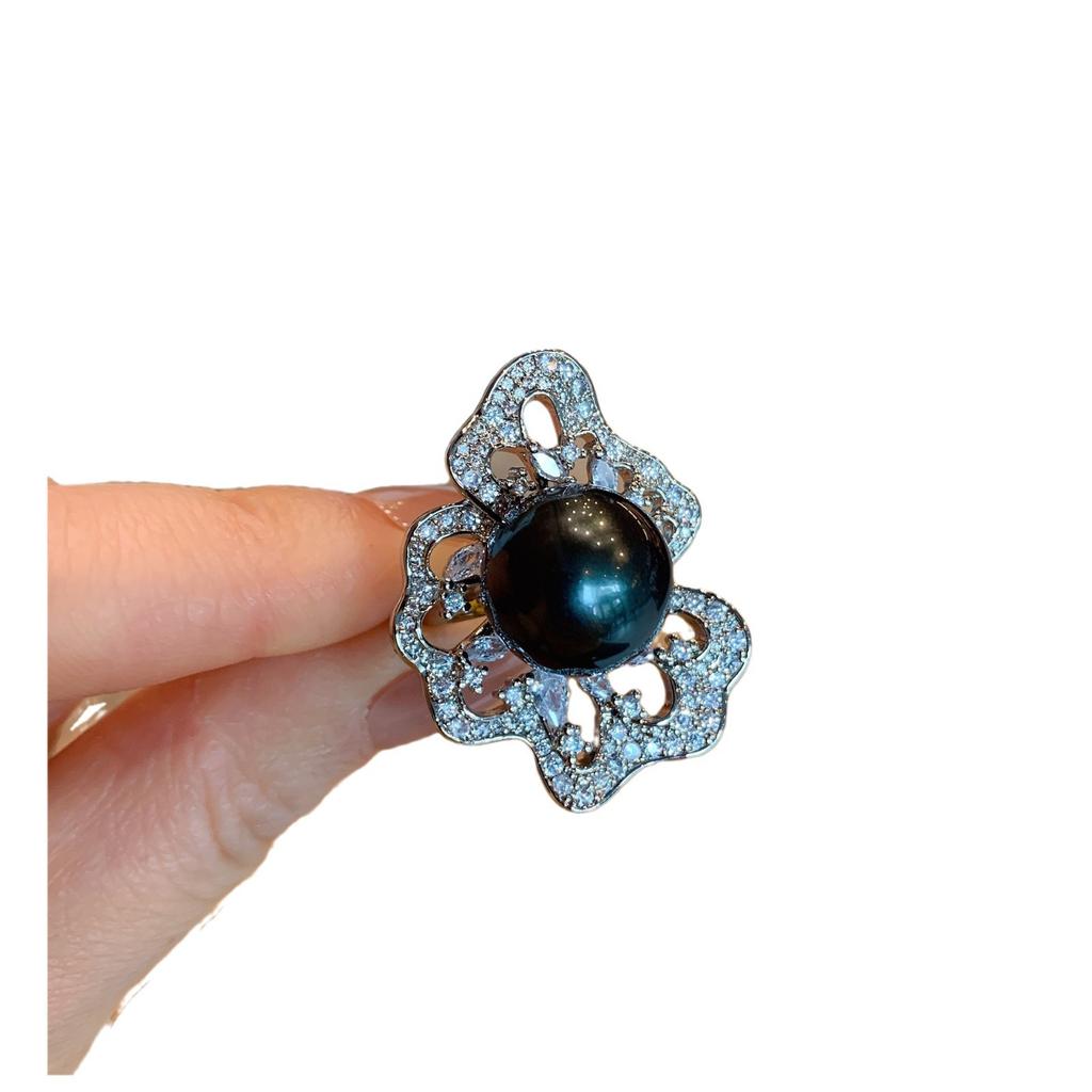 Кольцо с белым бриллиантом и жемчугом Fritillary, женское, банкетное, жемчужное, регулируемое кольцо