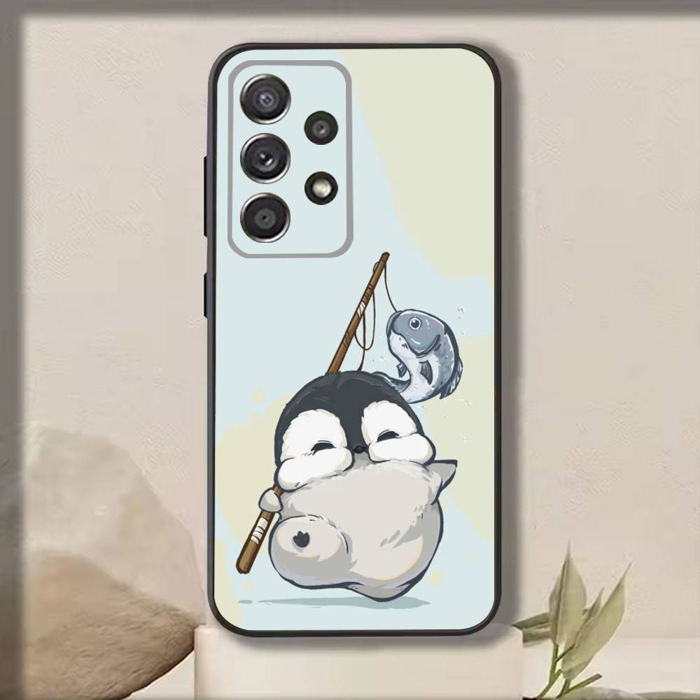C-Cartoon Penguin Phone Case For Samsung S25,S24,S21,S22,S23,S30,Ultra,S20,Plus,Fe,Note,10,9,5G Black Cover