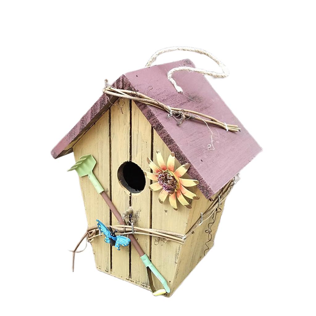 Hanging Wood Bird House for Bird Breeding Handmade Outdoor Bird Nest House for Small Feathered Bird Shelter Nest House
