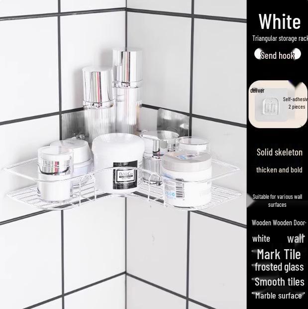 Угловая настенная полка для ванной комнаты, крепление без сверления, стойка для хранения умывальника