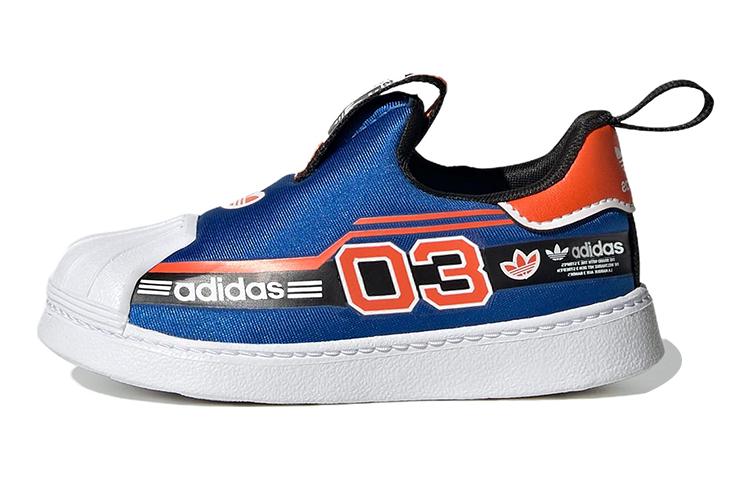 adidas Оригинальные кроссовки SUPERSTAR 360 Сетчатые Низкие Кеды для скейтбординга Сине-оранжево-бело-черные Детские HQ4074