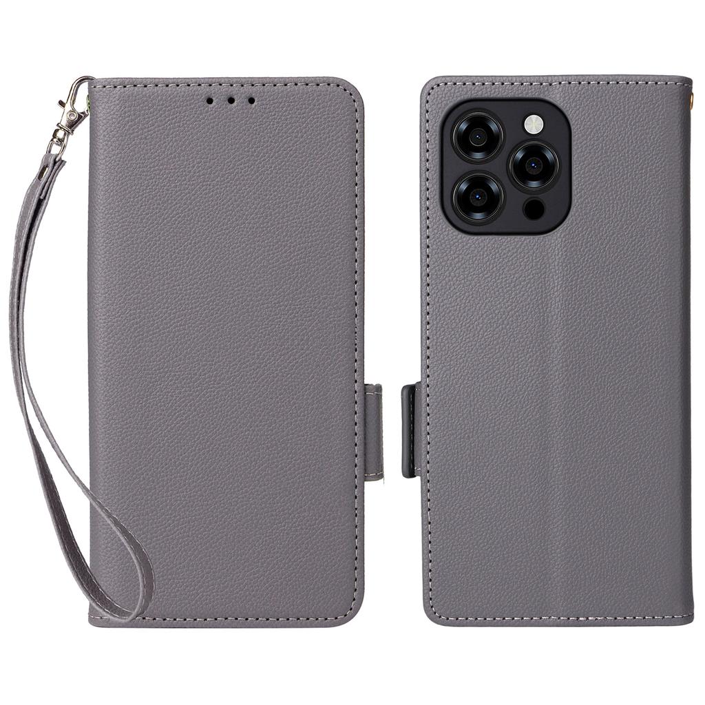 For Doogee Note 58 Pro/Note 58 Case with Wrist Strap Litchi Texture PU Leather Wallet Phone Cover
