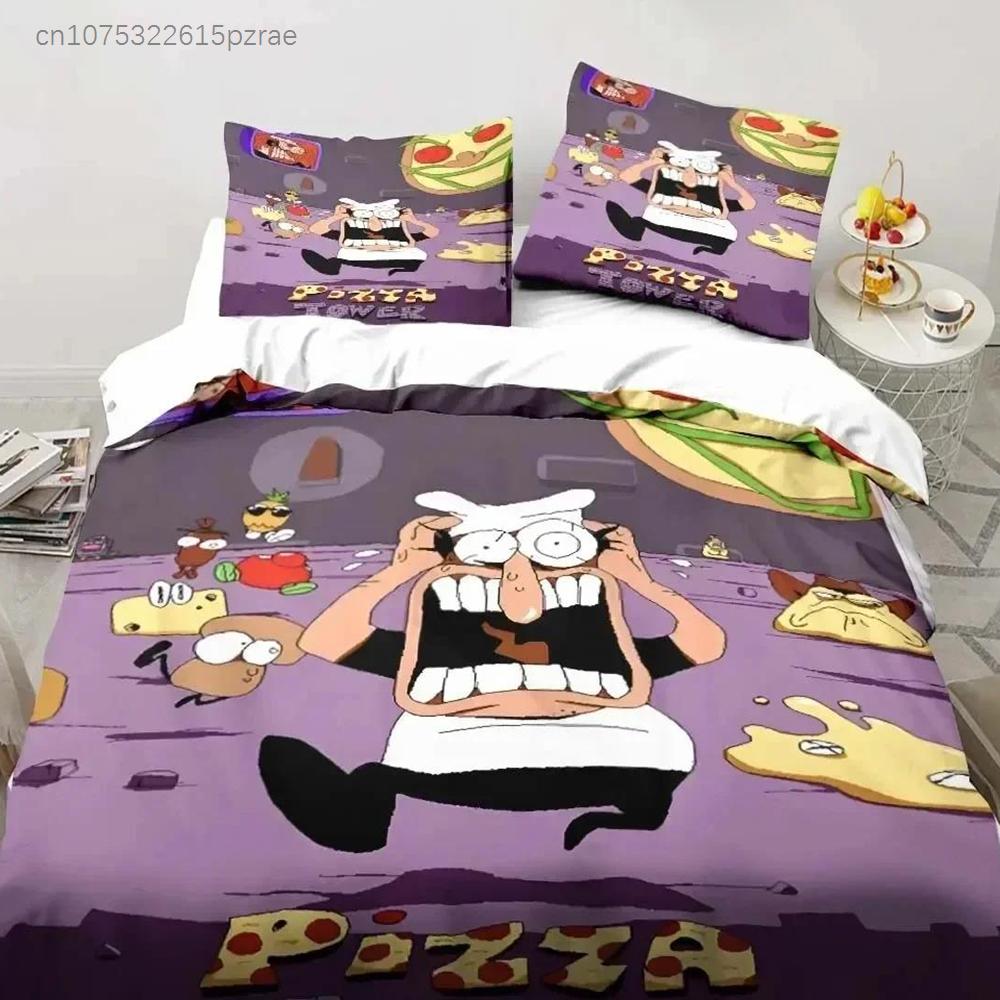 Игровое постельное белье Pizza Tower Classic в пиксельном стиле Постельное белье для спальни Мягкое современное покрывало Удобный пододеяльник Чехол для одеяла Наволочка