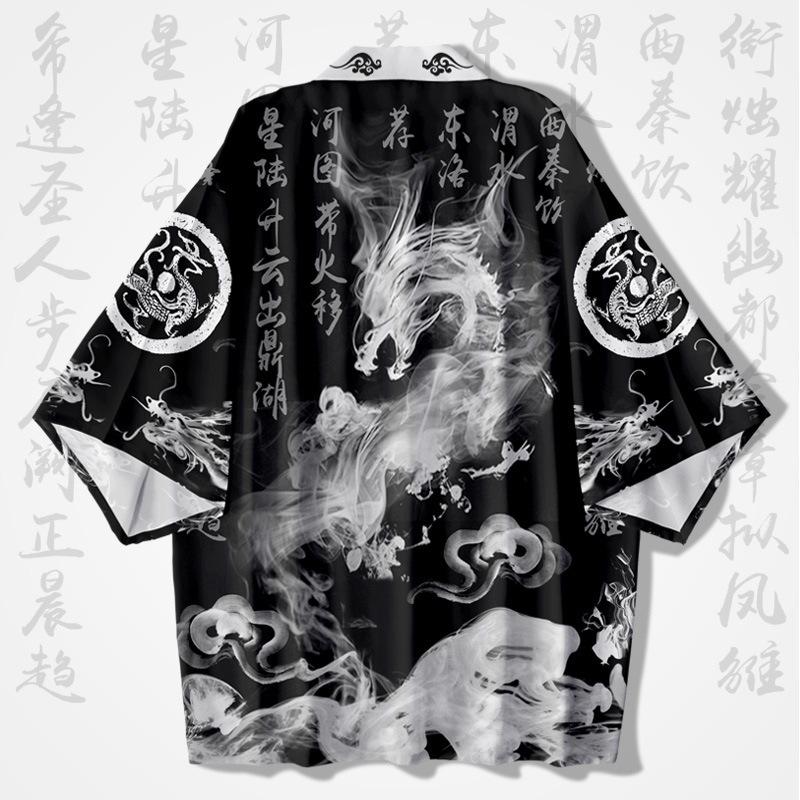 Fashion Anime Dragon Print Cardigan Kimono Harajuku Women Men Yukata Female Japanese Streetwear Traditional Cosplay Haori
