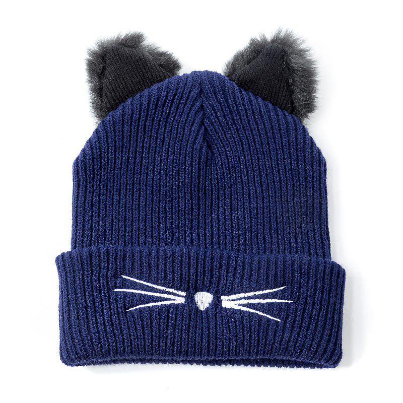 Fashion Cat Ear Women Hat Acrylic Knitted Hat Warm Winter Hat For Women High Quality Bonnet Hat