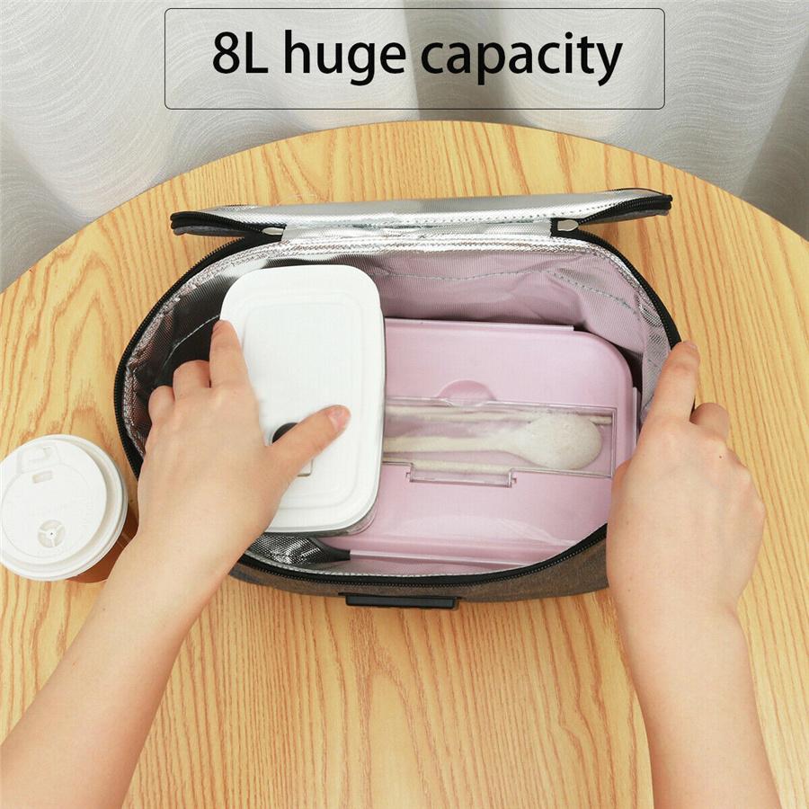 Портативная 8л 12В автомобильная сумка для подогрева еды, подогреватель, контейнер, ЖК-цифровой дисплей, серый