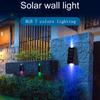 4Pcs Solar Garden Lights Rgb Color Changing Waterproof Fence Stairs Wall Lamp