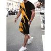 2025 New Fashion Texture 3D Printed Suit Men's Oversized Clothing Short Sleeve Shorts Men's Sportswear Summer Men's Casual Suit