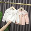 Children Clothes Long Sleeve Tops Baby Peter Pan Collar Solid Color Shirt Girls T-shirts Bottoming Lace Kids Cotton Tshirt