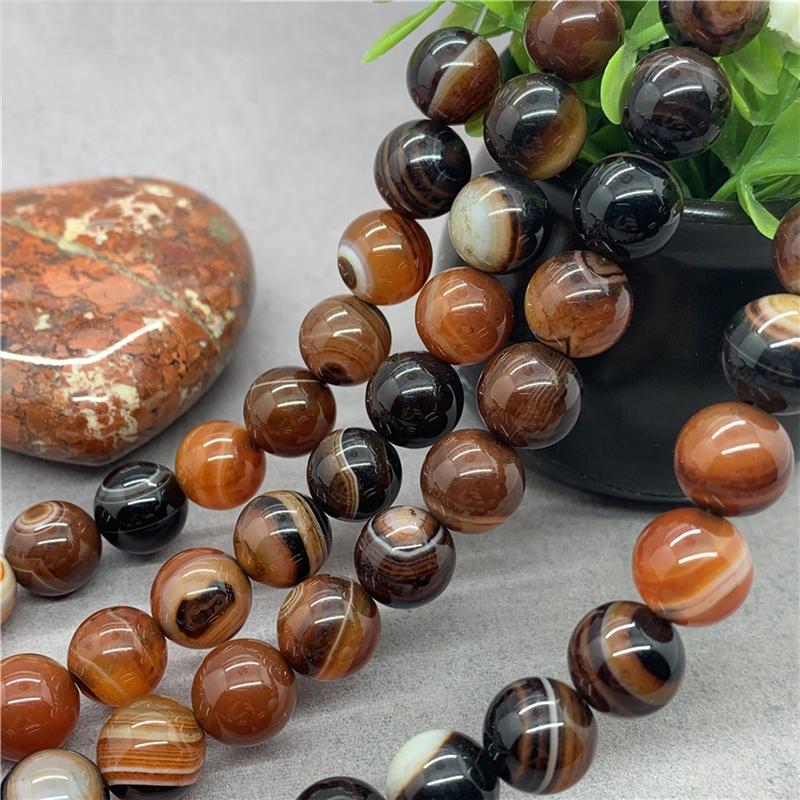 Natural Gemstone Stone Striped Agate Beads DIY Bracelet Jewelry Accessories