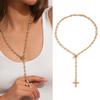 Long Tassel Cross Necklace Sparkling Necklace Fashion Neck Jewelry Alloy Texture for Women Creative Alloy Designs