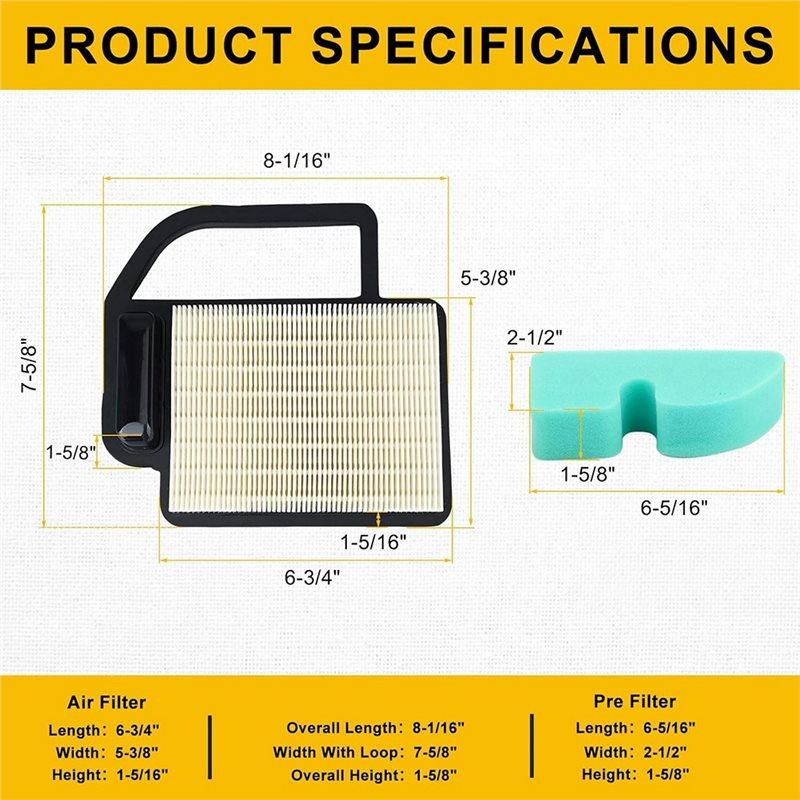ABBY-For Kohler 20 083 06 Courage SV470 SV480 SV530 SV540 SV590 Cub Cadet LTX1045 Compatible 20 083 02-S Air Filter