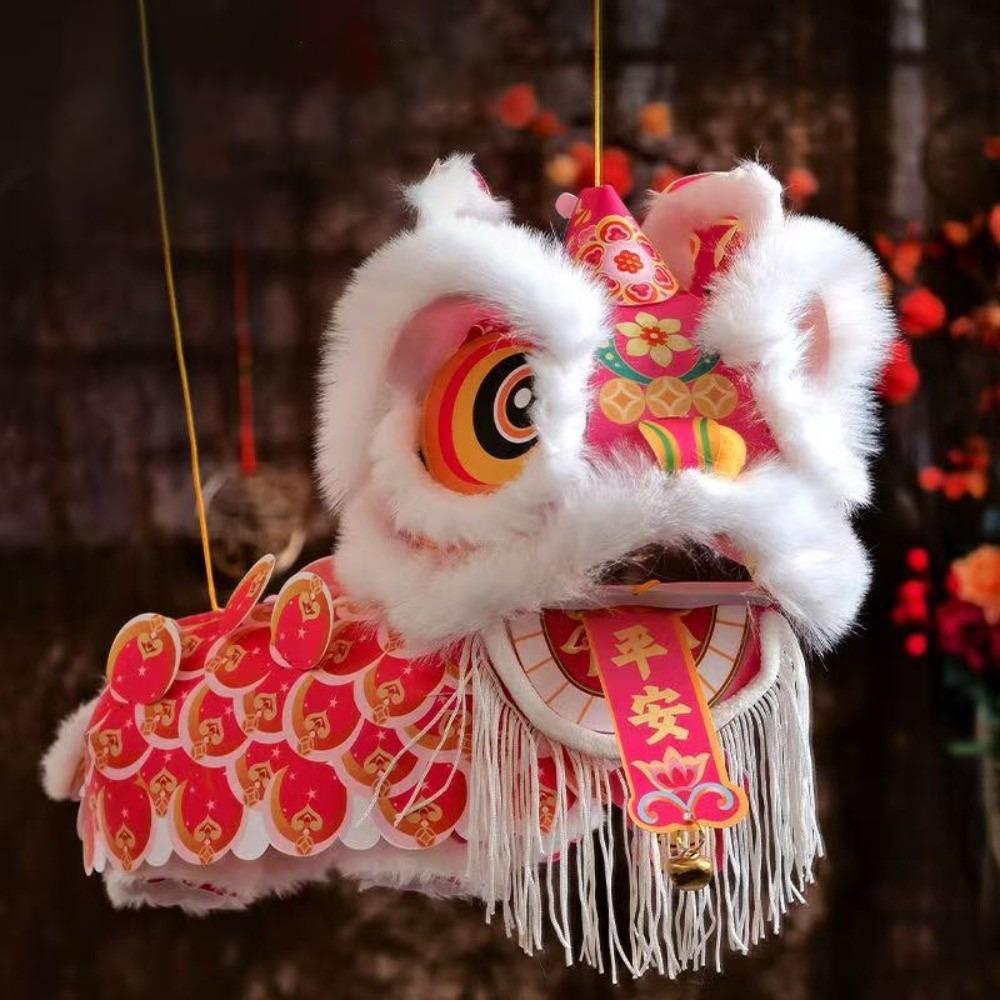 DIY Material Package New Year Lion Dance Lantern with Tassel Waterproof Ancient New Year Lantern Hanging Ornament