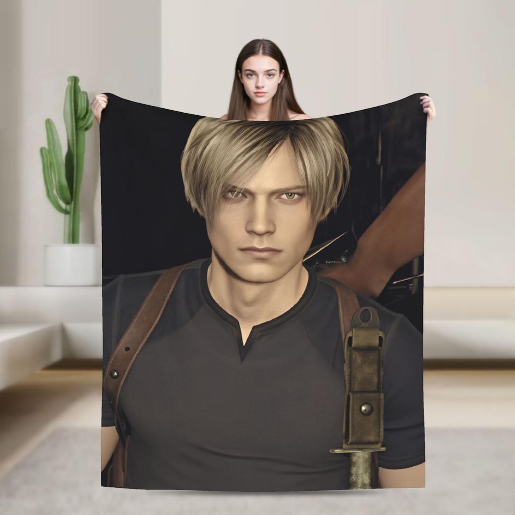 Leon Kennedy Throw Blanket Super Soft Funny Blanket For Couch Chair Travel Flannel Bedspread Bed Cover