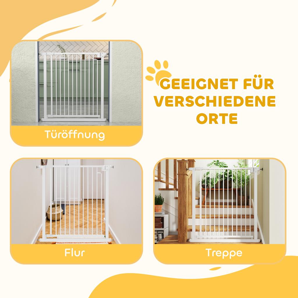 Stair Safety Gate, Barrier Gate without Drilling, with Automatic Closing, for Kids, Kitchen, Stairs, 76-80 x 76 cm, White