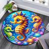 1pc Soft, Absorbent & Non Slip Cute seahorse Round Rug Soft Circle Rug for Living Room & Bedroom Decor, Chair Mats, and Unforgettable Home G