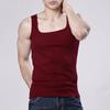Men Sports Vest Square Neck Slim Fit Soft Sweat Absorption Solid Color Mid Length
