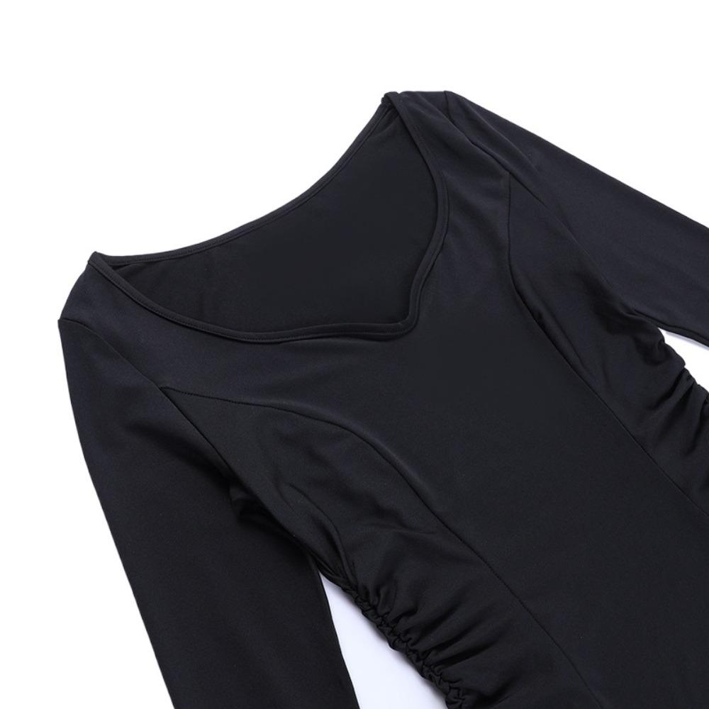 Black Batwing Sleeve Dress Patchwork Grunge Robe Bodycon Vintage Halloween Maxi Dress  Costume