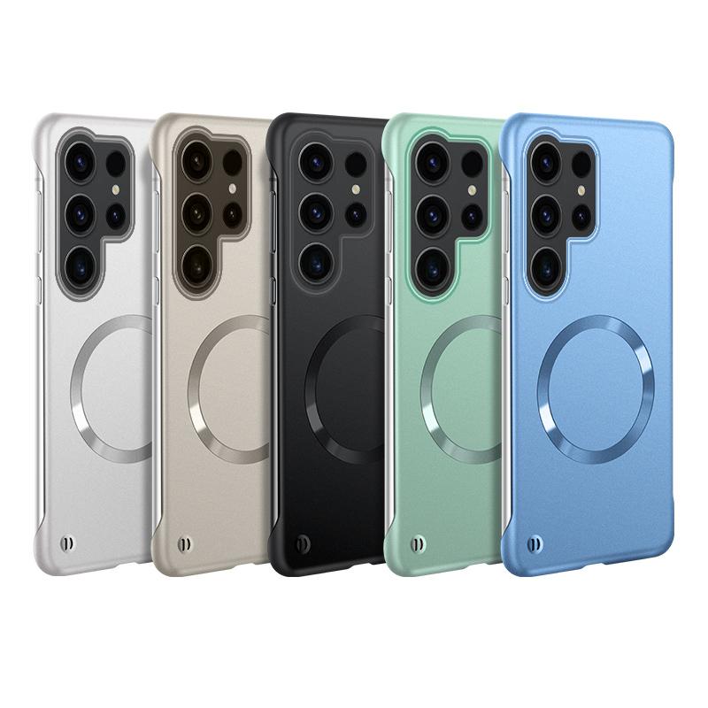 Тонкий жесткий ПК для Magsafe Магнитный безрамочный чехол для iPhone 16 Pro 15 14 Plus 13 12 Pro Max Samsung S25 Ultra S24 S23 S22 Plus Матовый цветной сплошной чехол