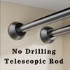 Черная регулируемая сушилка для одежды из нержавеющей стали 65-255 см, телескопическая штанга без сверления, карниз для штор для балкона, ванной комнаты