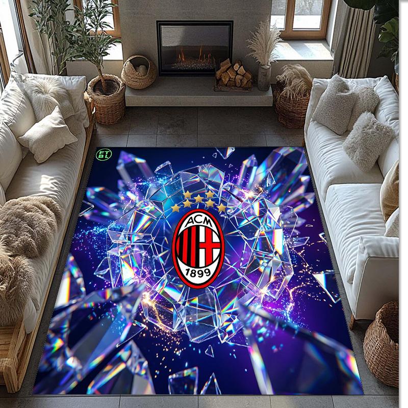 Фланелевый ковер с принтом AC Milan, нескользящий, мягкий, из полиэстера, для пола, декоративный коврик для спальни, гостиной, дивана, игровой комнаты, домашний декор